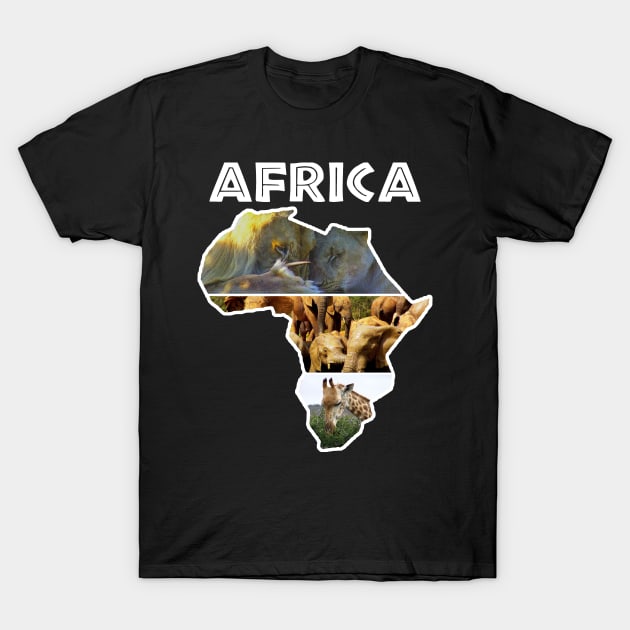 African Wildlife Continent Collage T-Shirt by PathblazerStudios